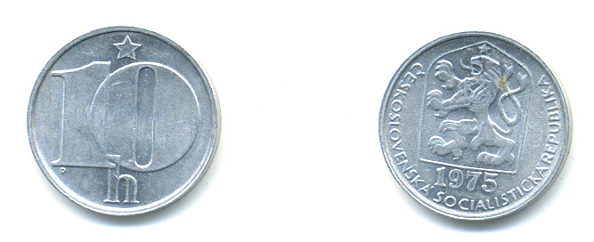 ЧЕХОСЛОВАКИЯ 10 ГЕЛЛЕРОВ 1975 СОЦИАЛИСТИЧЕСКАЯ РЕСПУБЛИКА KM 80 алюминий 89-1755