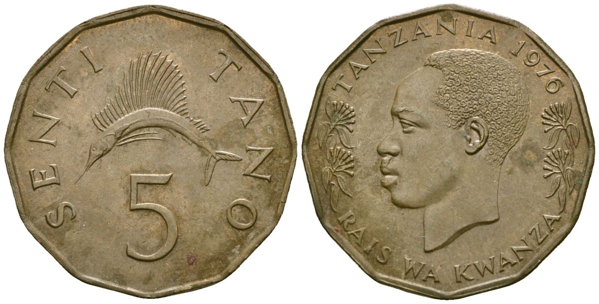 Танзания 5 центов 1976 KM 1 бронза 4172-241