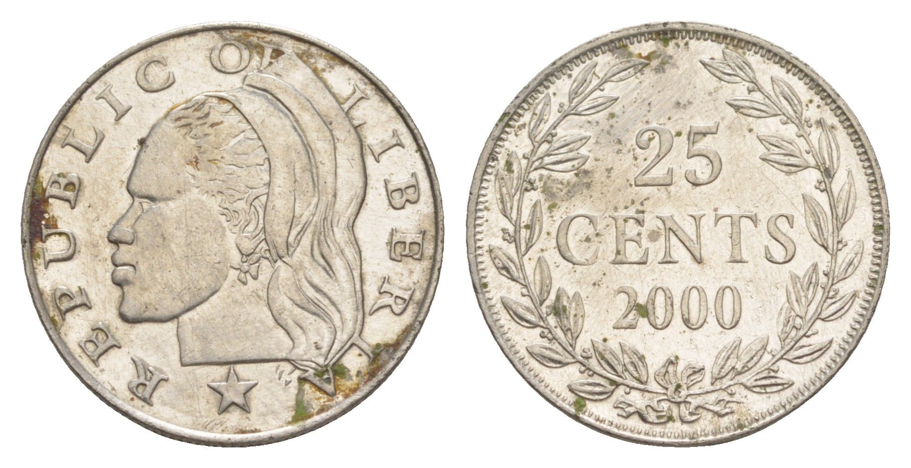 Либерия 25 центов 2000 KM 16b никель сталь 4641-1252