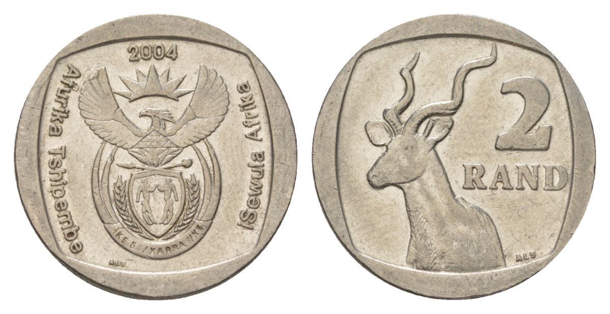 ЮАР 2 ранда 2004 KM 336 медь плакированная никелем 4626-1257