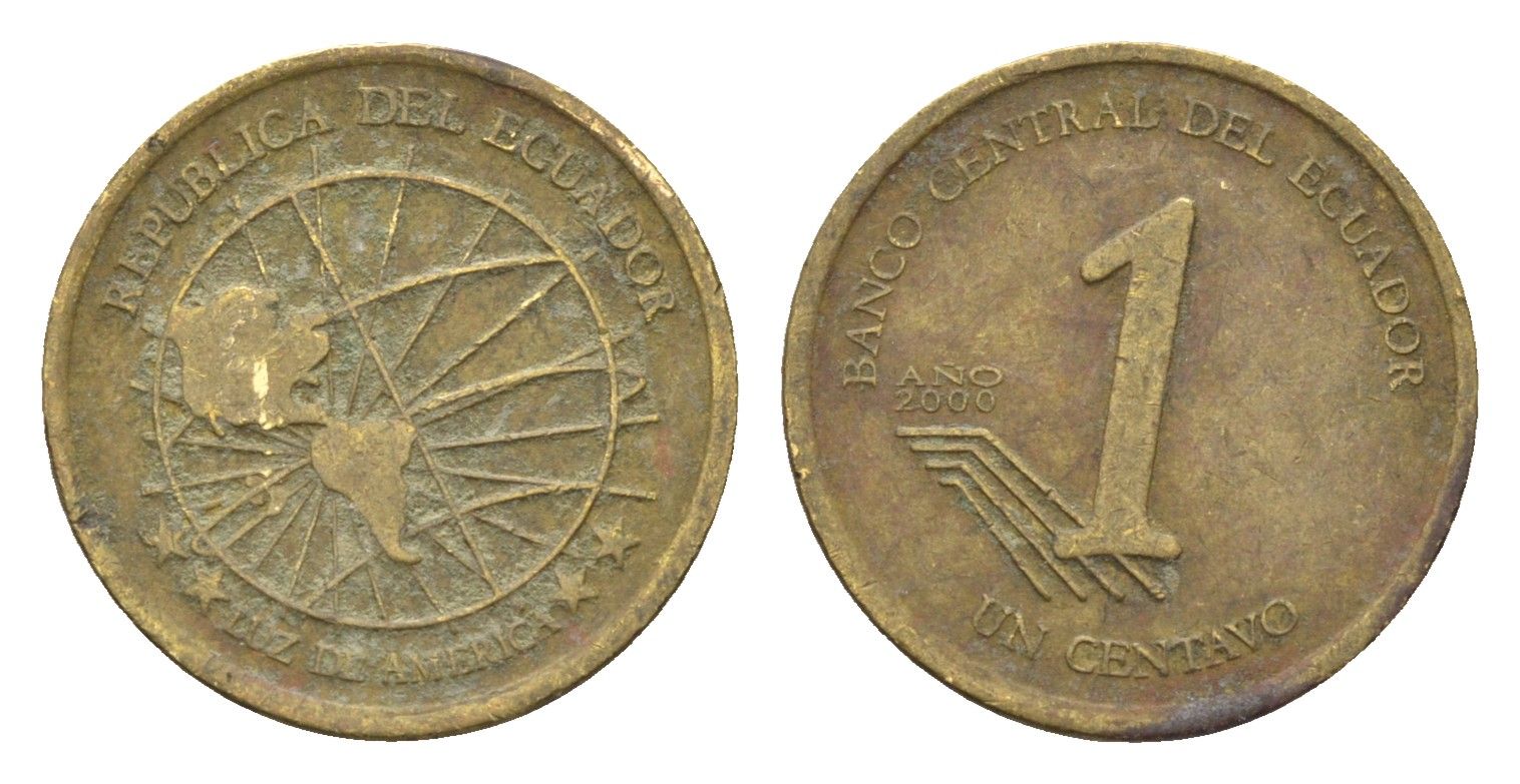 Эквадор 1 сентаво 2000 KM 104 латунь 4664-423