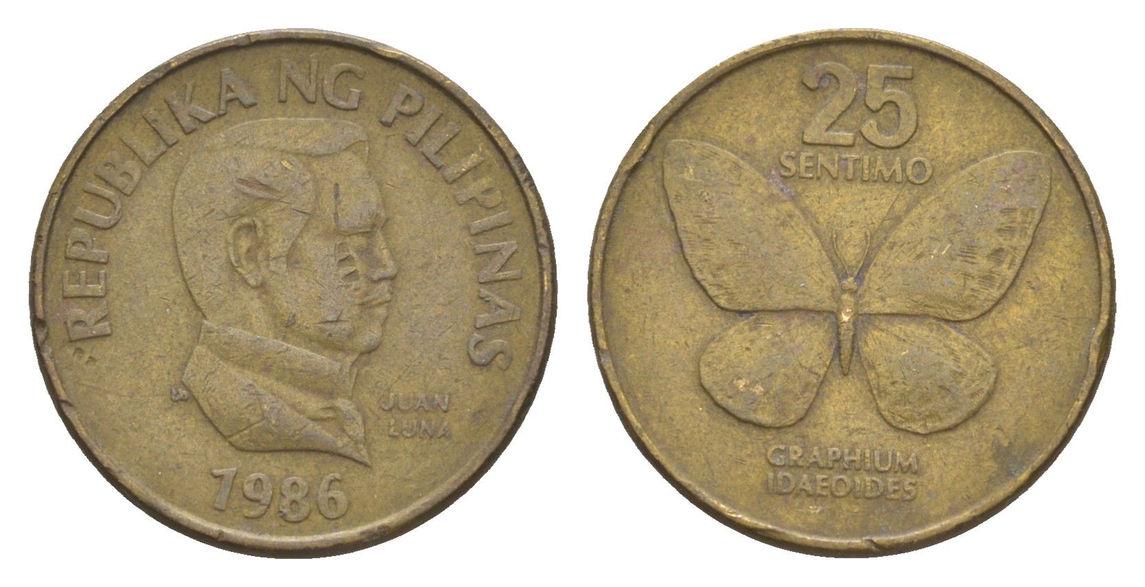 Филиппины 25 сентимо 1986 KM 241.1 латунь 4649-641