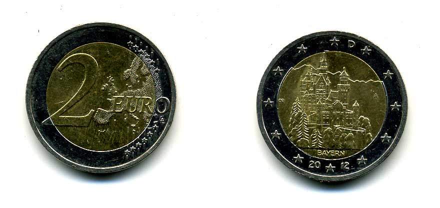 ФРГ 2 ЕВРО 2012 D, БАВАРИЯ KM NEW биметалл 51-5117