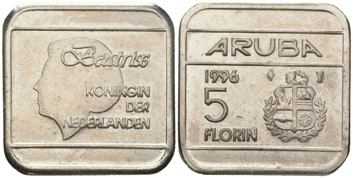 Аруба 5 флоринов 1996 Беатрикс (1980-2013) KM 12 сталь плакированная никелем 4619-421