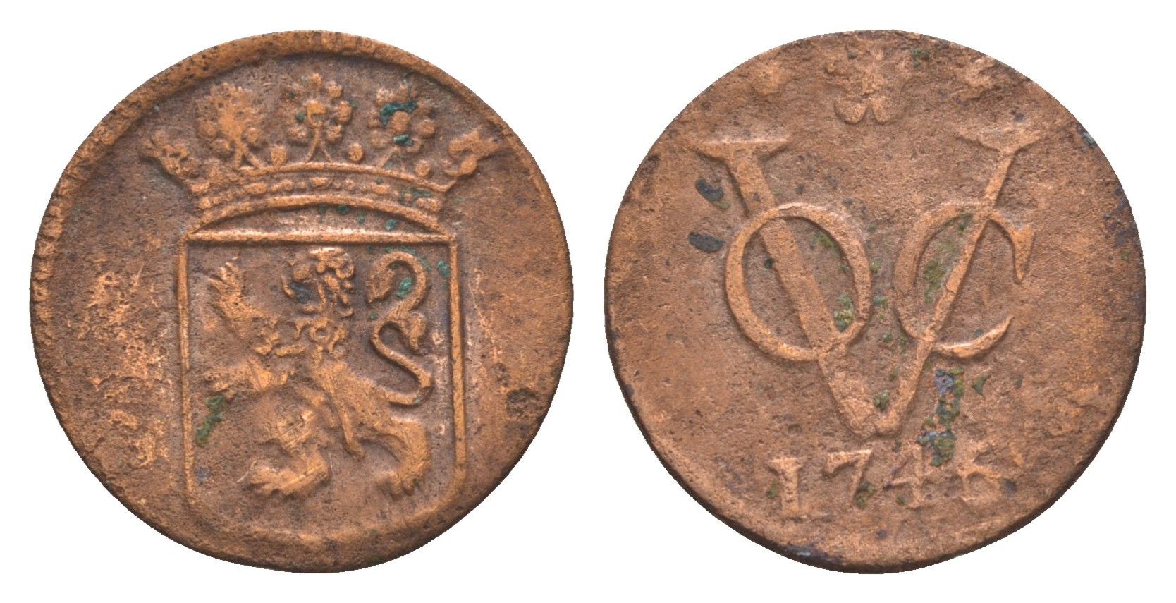 Голландская Ост-Индия 1 дуит 1746 KM 70 медь 4655-552