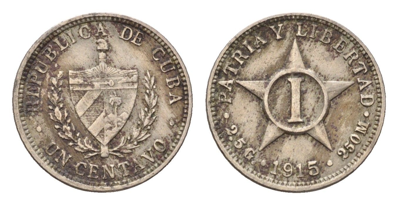Куба 1 сентаво 1915 KM 9.1 медно-никель 4392-625