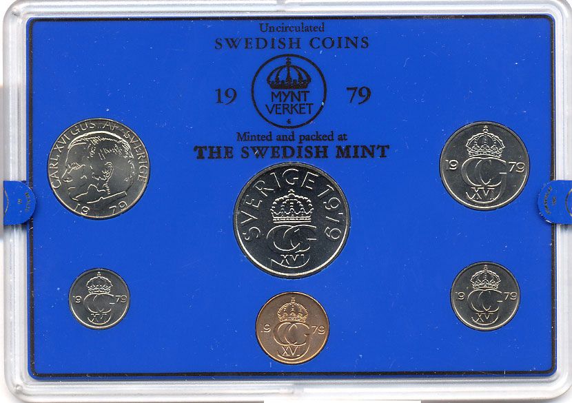 Швеция набор монетного двора из 6 монет 1979 в пластике Карл XVI Густав (1973- ) KM MS11 UNC 4-3-6-106