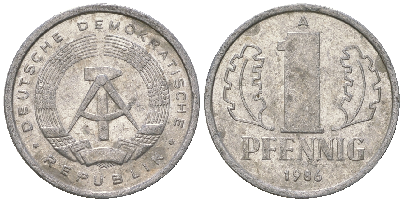 ГДР 1 пфенниг 1986 А KM 8.2 алюминий 4651-142