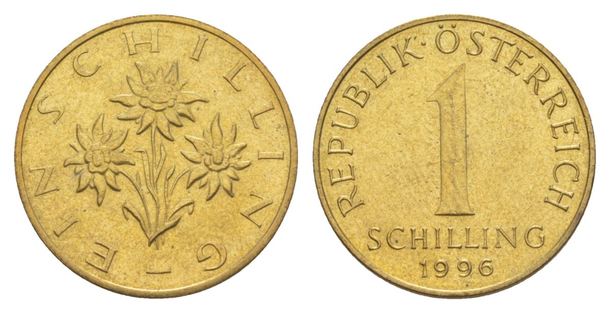 Австрия 1 шиллинг 1996 KM 2886 алюминиевая бронза 4633-942