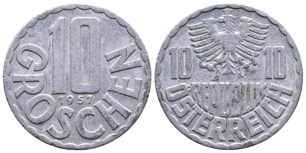 Австрия 10 грошей 1957 KM 2878 алюминий 26-1438