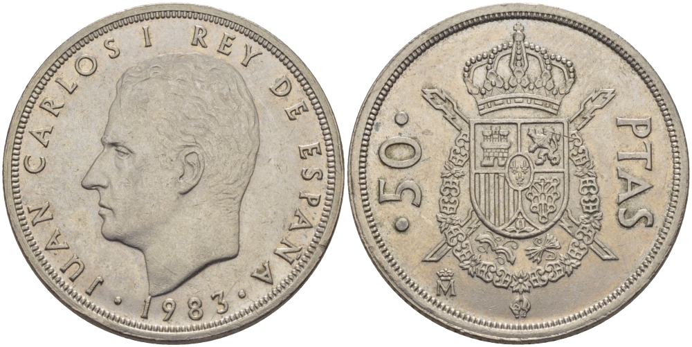 Испания 50 песет 1983 Хуан Карлос I (1975-2014) KM 825 медно-никель 1524-821