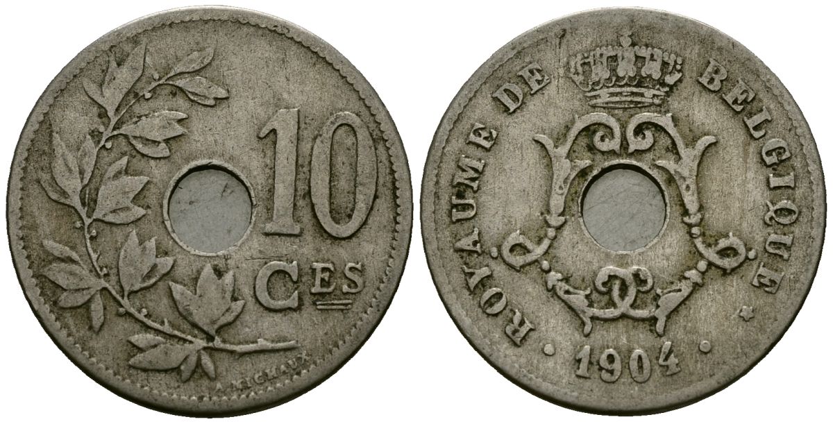 Бельгия 10 сантимов 1904 Belgique KM 52 медно-никель 4172-752