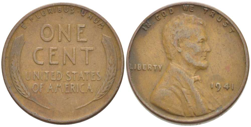 США 1 ЦЕНТ 1941 ЛИНКОЛЬН KM 132 бронза 218-412