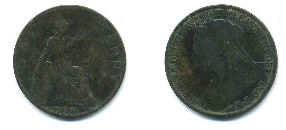 Великобритания 1 пенни 1896 Виктория (1837-1901) KM 790, Spink 3961 бронза 4383-541