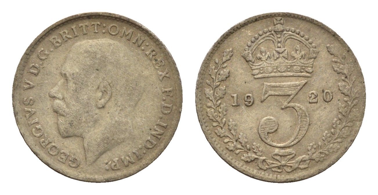 Великобритания 3 пенса 1920 Георг V (1910-1936) KM 813a, Spink 4016 серебро 4644-342