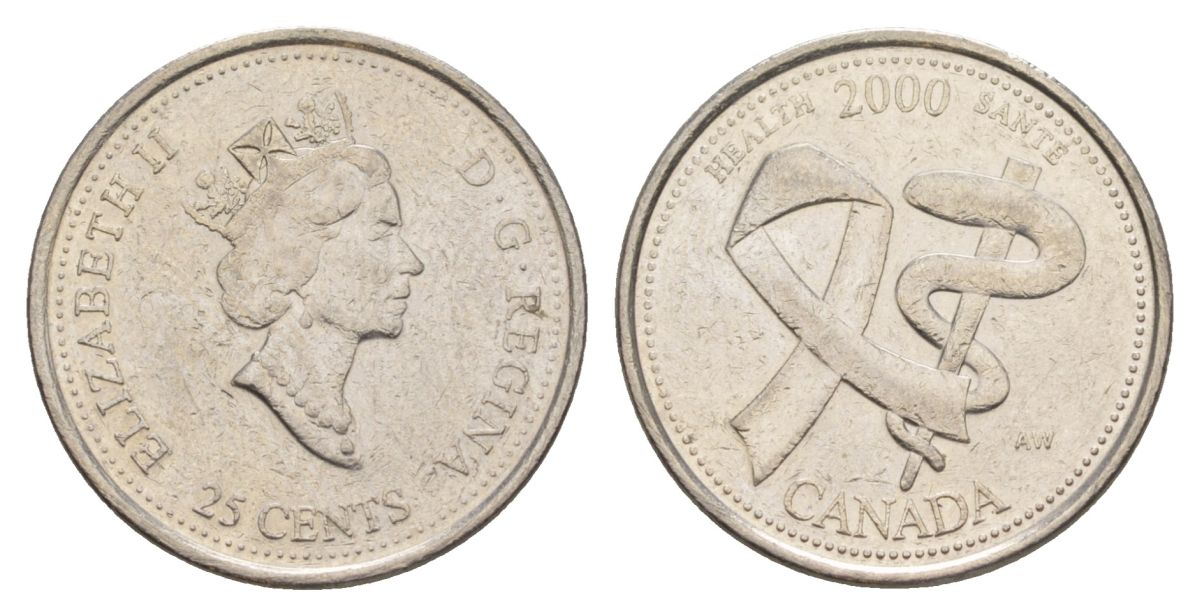 Канада 25 центов 2000 Миллениум - Здоровье KM 373 сталь плакированная никелем 4631-655