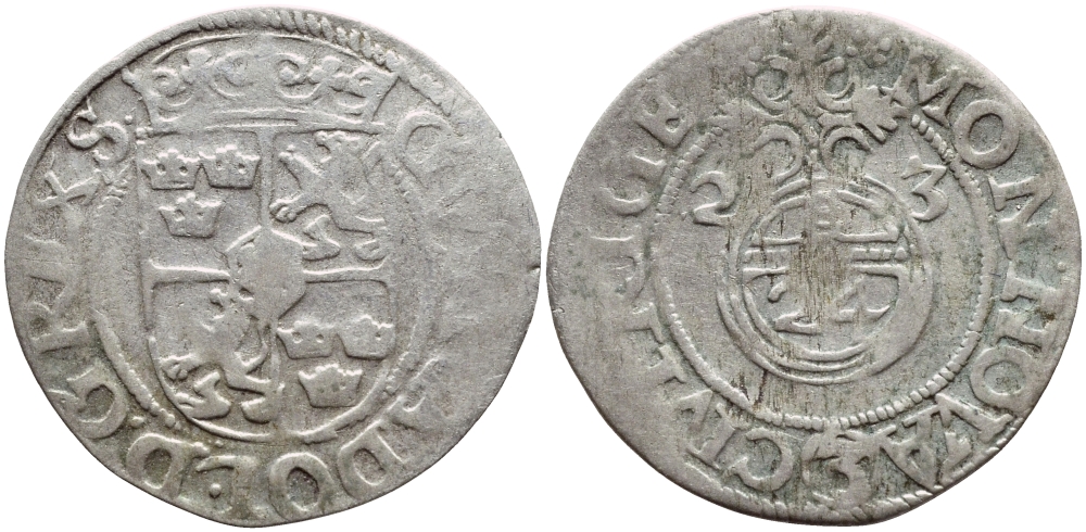 Ливония, Рига 1/24 талера 1623 Густав II Адольф KM 10 серебро    1530-412