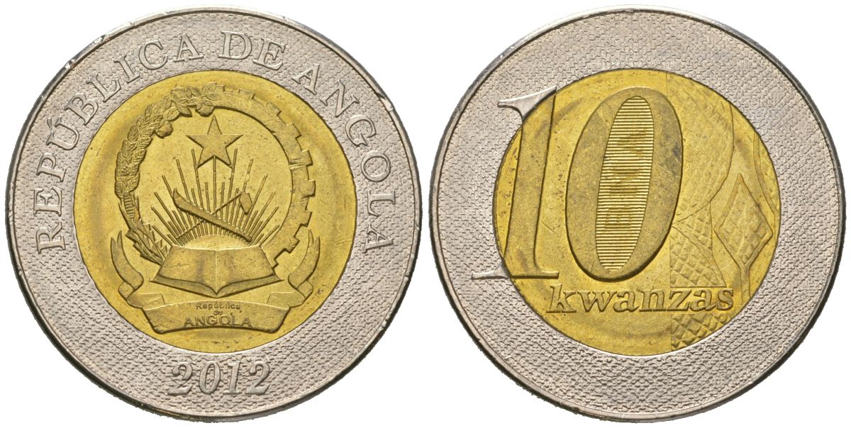 Ангола 10 кванз 2012 KM 110 биметалл UNC 4619-327