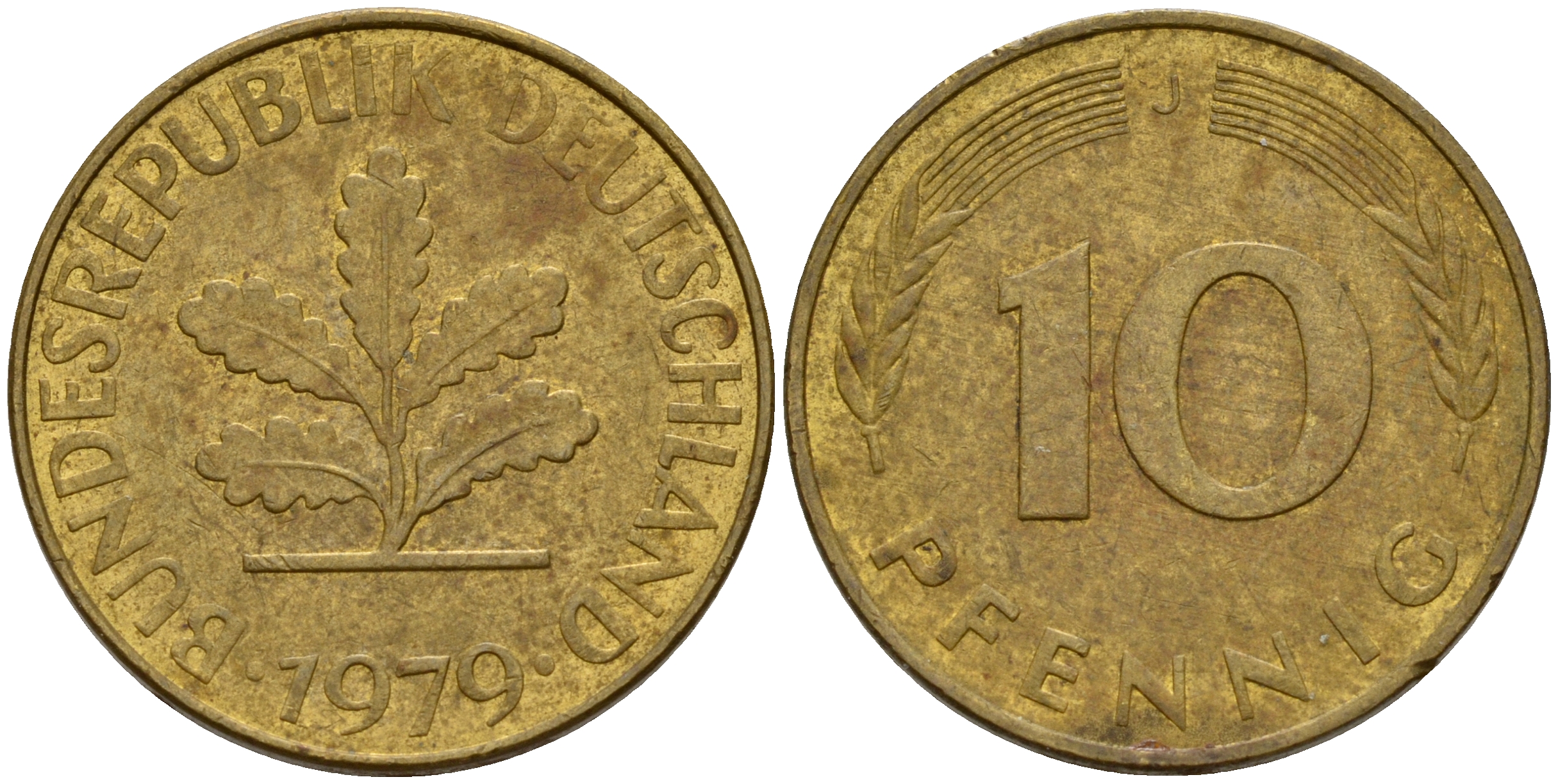 ФРГ 10 пфеннигов 1979 J J. 383, KM 108 сталь плакированная латунью    4603-451