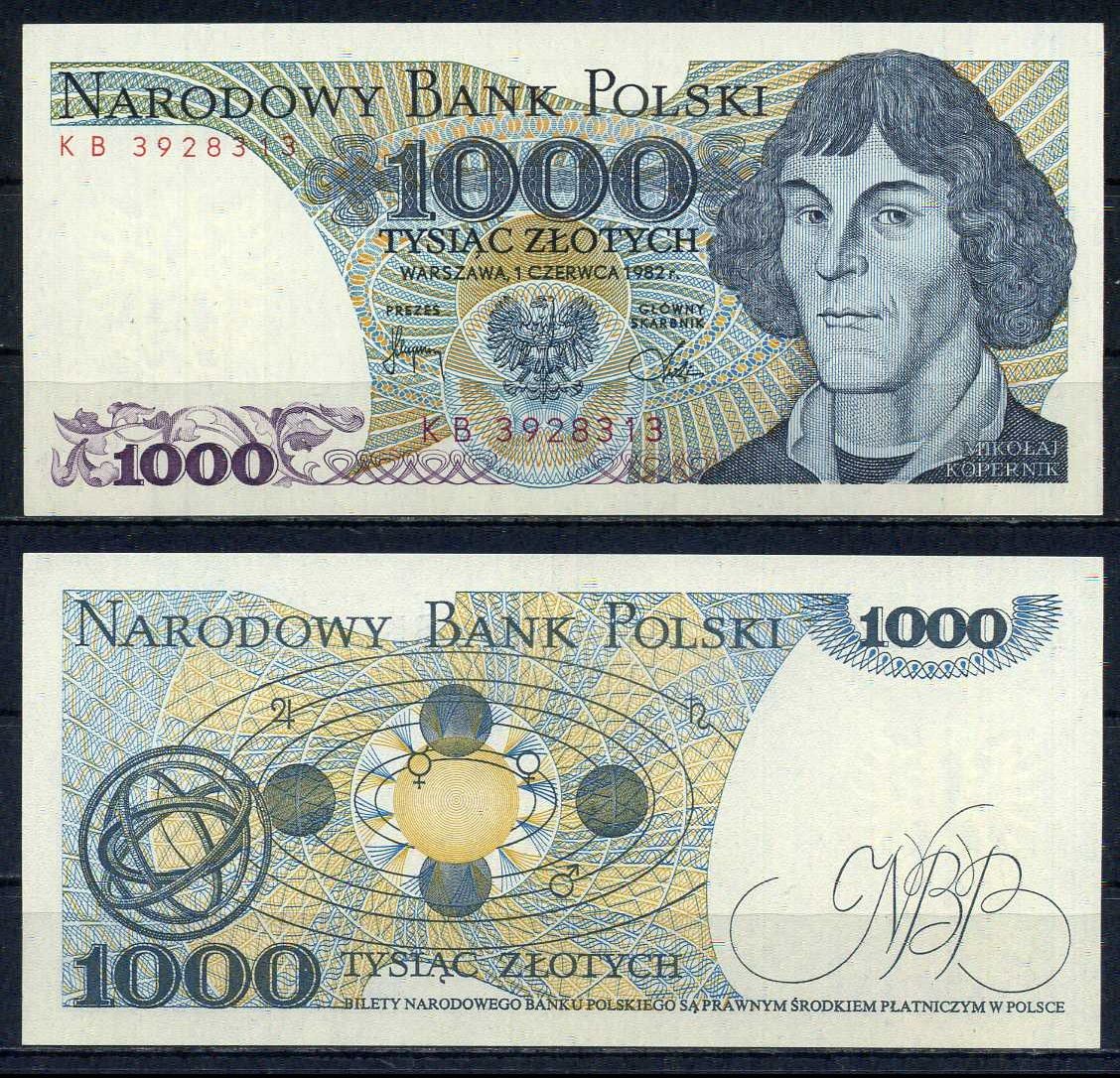 Польша 1000 злотых 1982 Pick 146 c бумага UNC (пресс) 6283-19-3-2
