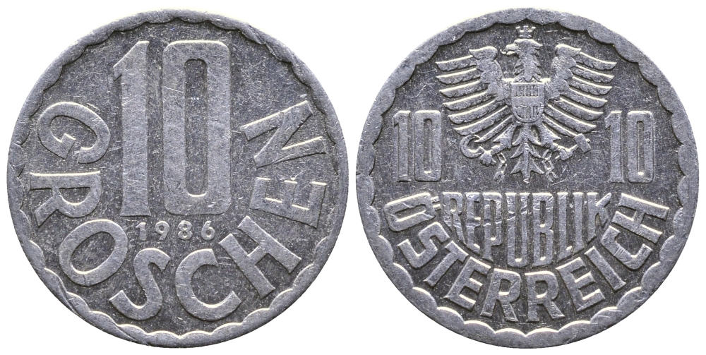 АВСТРИЯ 10 ГРОШЕЙ 1986 KM 2878 алюминий 53-634