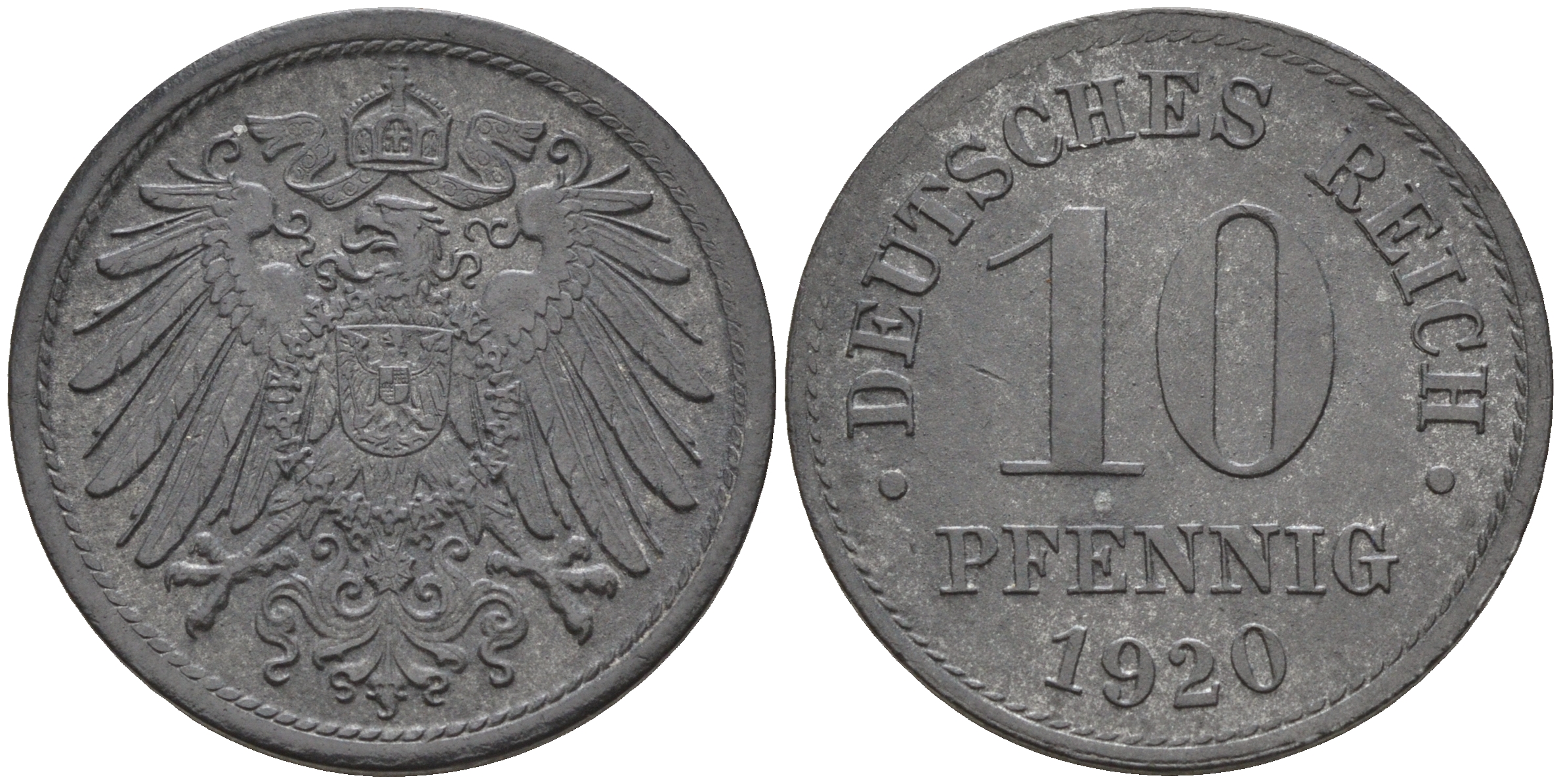 Германия 10 пфеннигов 1920  KM 26, J. 299 цинк    4143-257