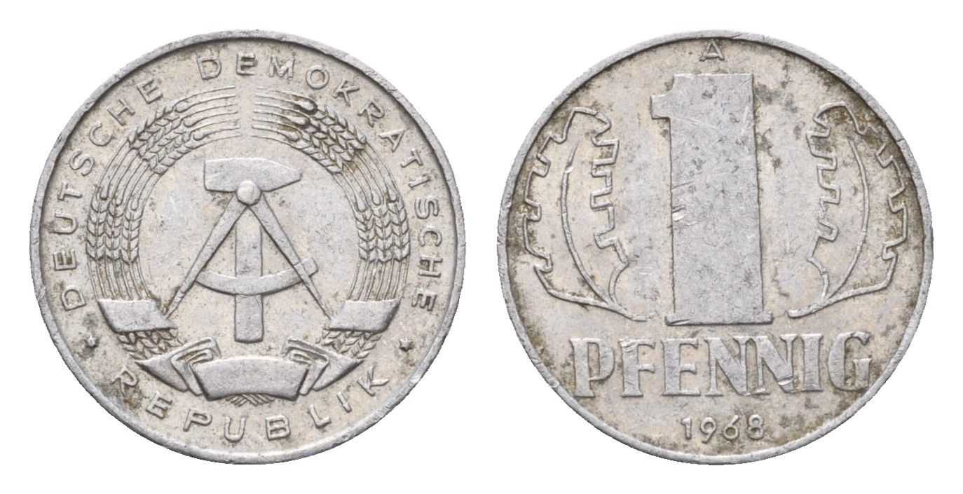 ГДР 1 пфенниг 1968 A KM 8.1 алюминий 206-258