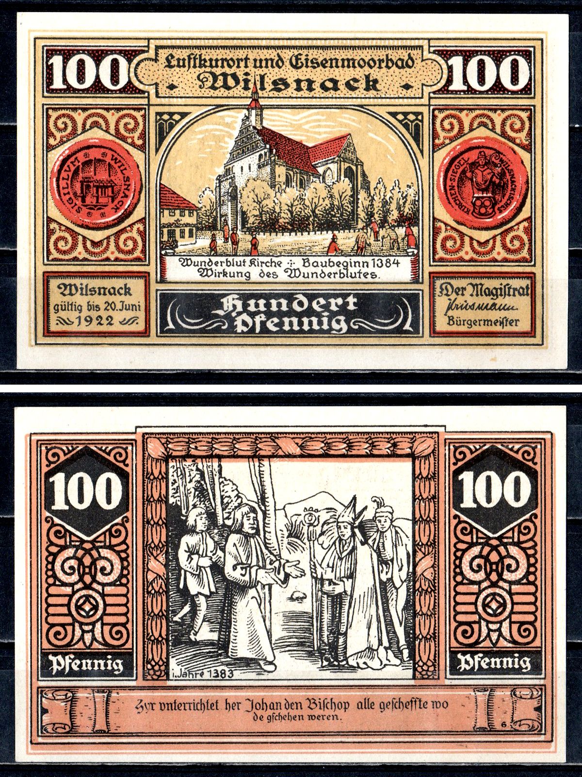 Вильснак (Пруссия, Бранденбург) 100 пфеннигов 1922 2193-48-2-1