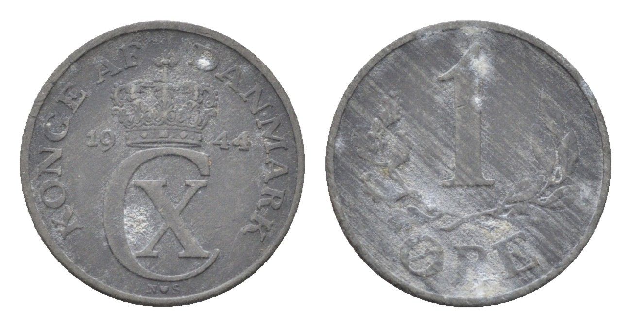 Дания 1 эре 1944 KM 832 цинк 4705-732