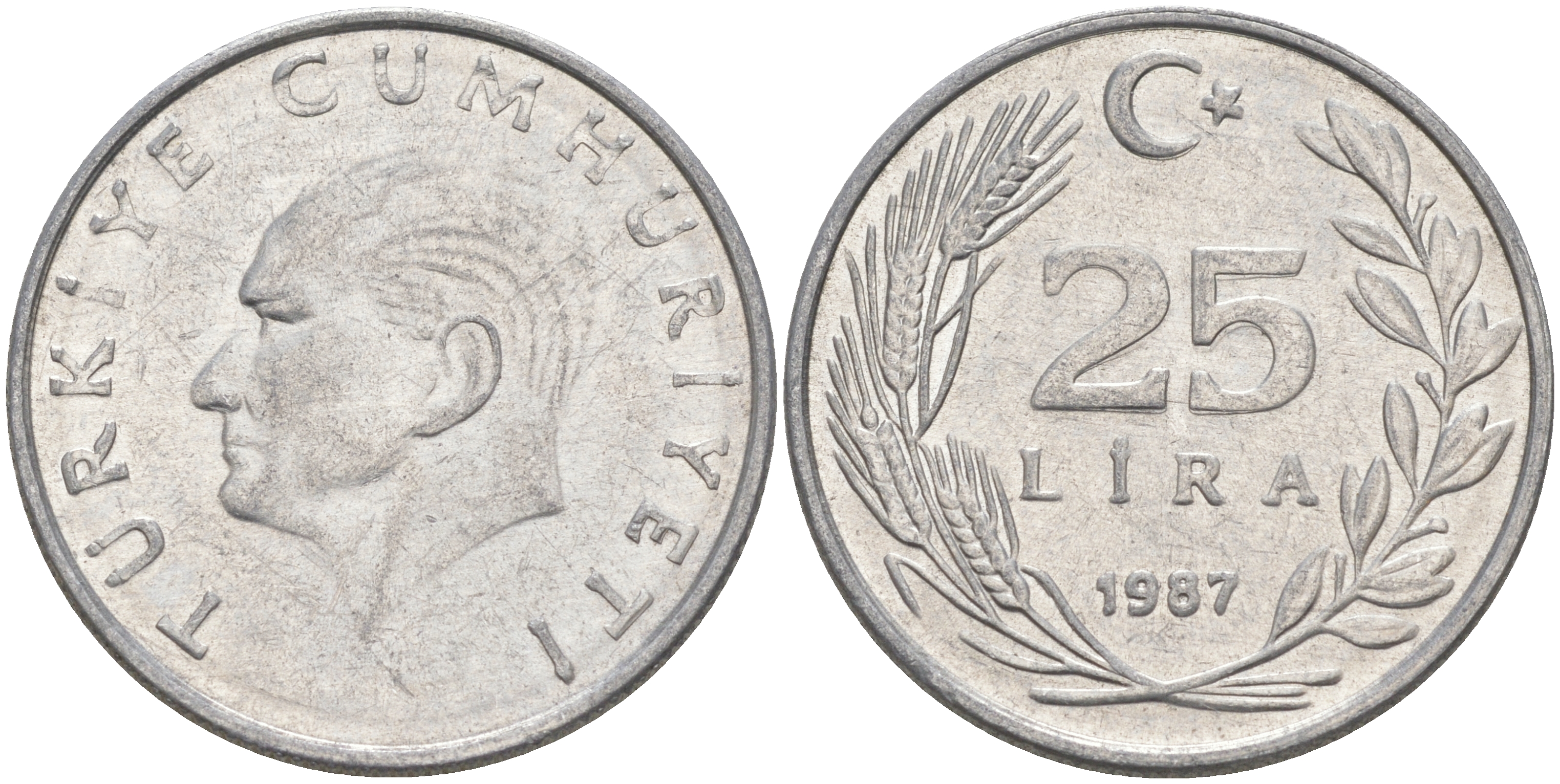 ТУРЦИЯ 25 ЛИР 1987 KM 975 алюминий 4111-245
