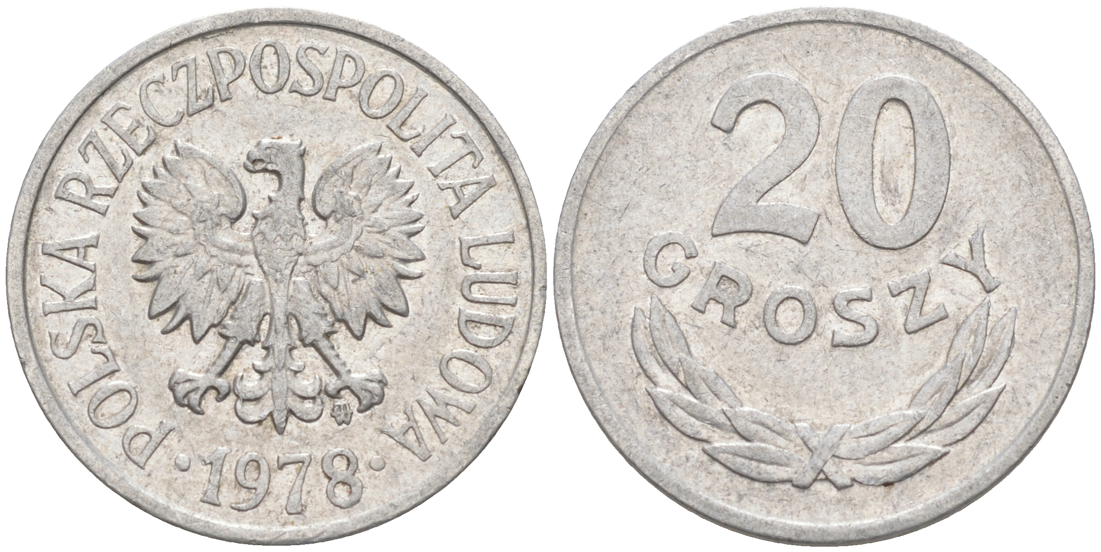 ПОЛЬША 20 ГРОШЕЙ 1978 MW KM A47 алюминий VF-XF 188-757