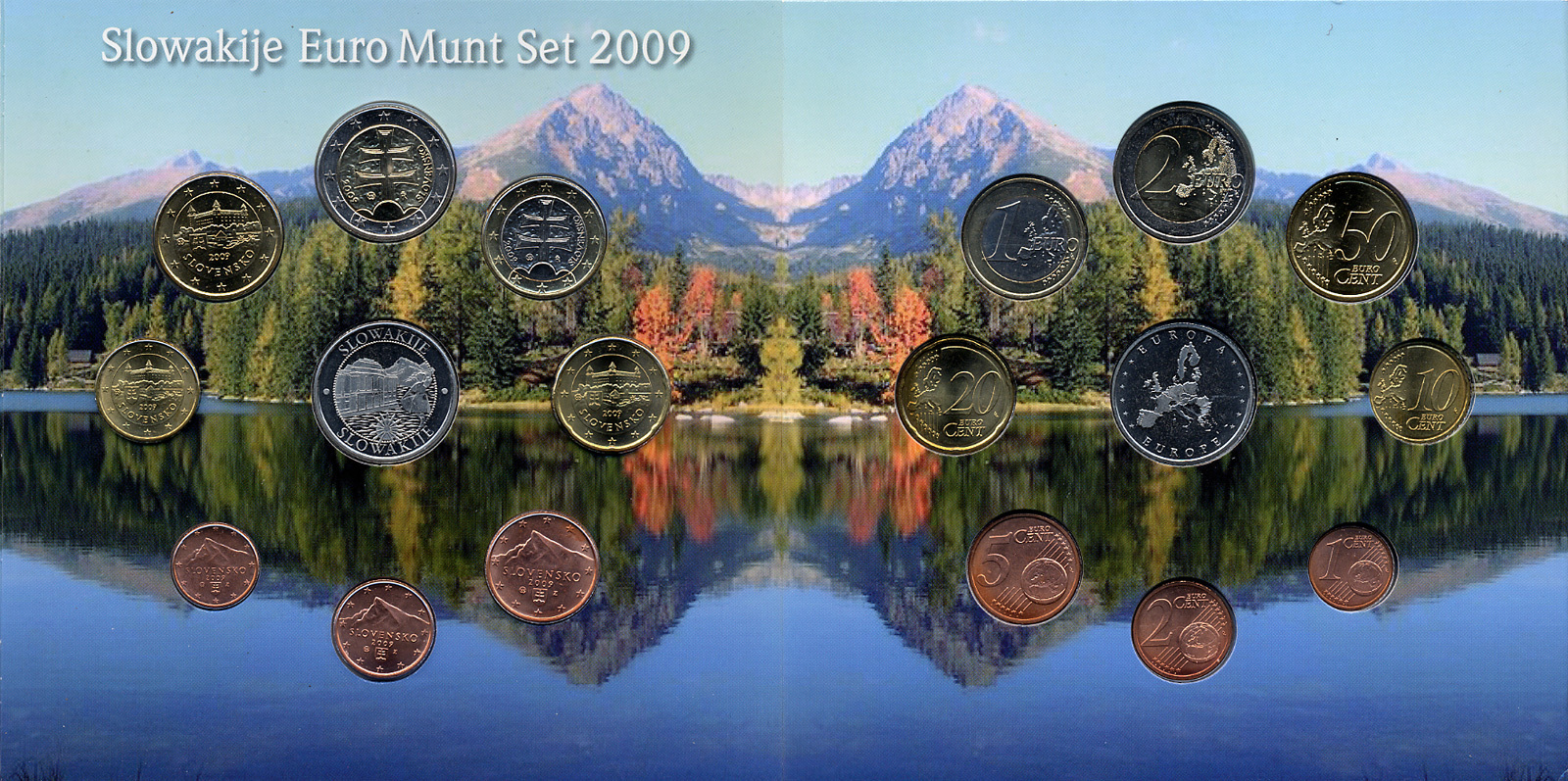 Словакия набор из 8 евромонет + жетон 2009 в красочном буклете  биметалл  UNC 1-6-1-03