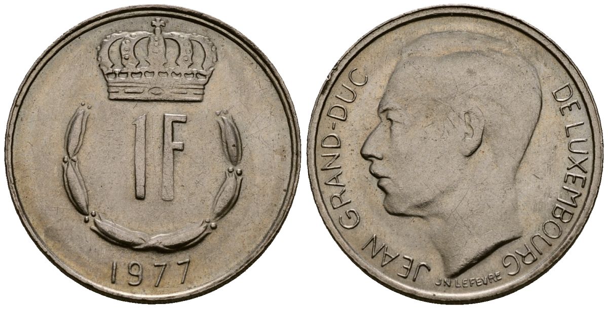 Люксембург 1 франк 1977 KM 55 медно-никель 4176-511