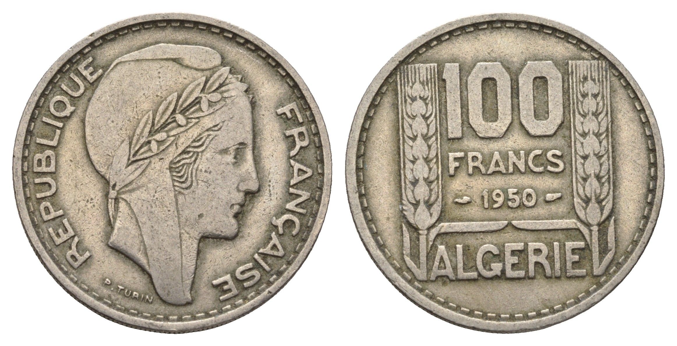 Алжир 100 франков 1950 KM 93 медно-никель 51-3253