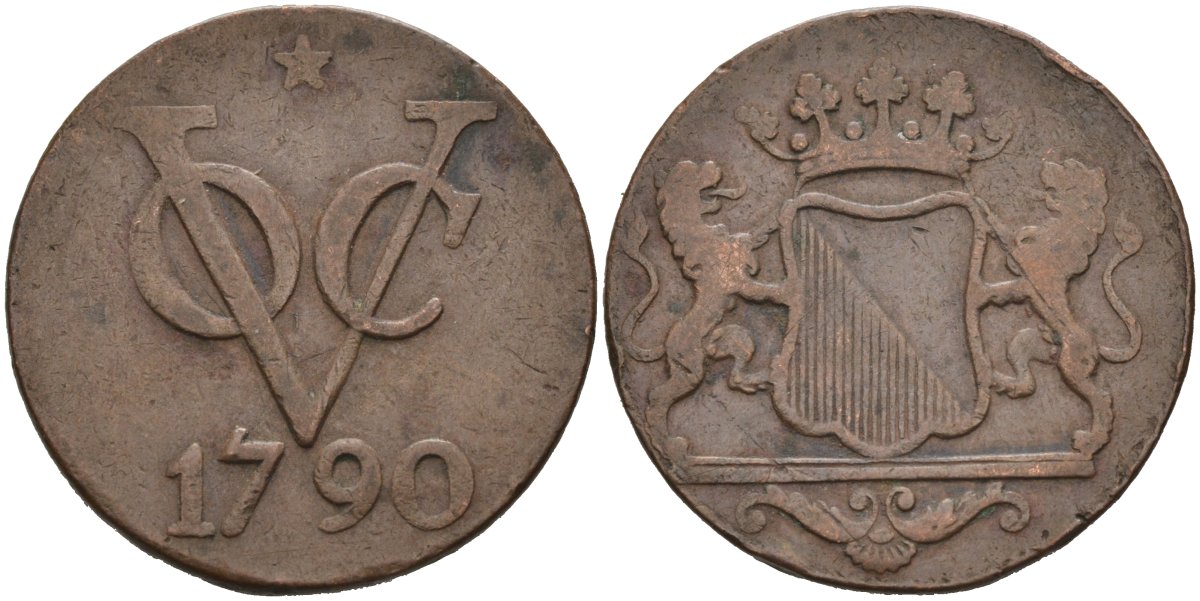 Нидерландская Восточная Индия, Утрехт (Утрехт) 1 дуит 1790 KM 111.1 медь 4577-325