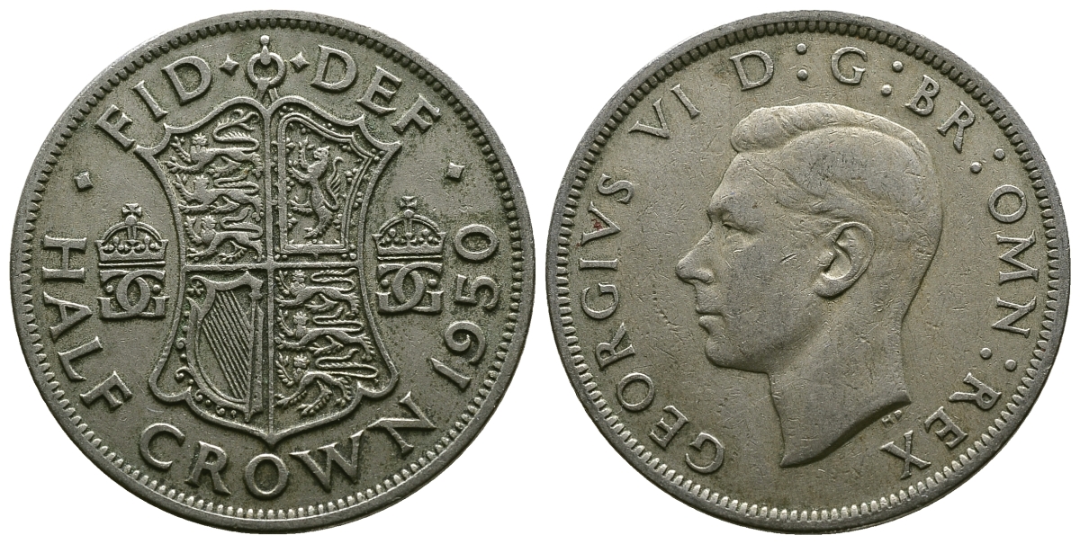 Великобритания 1/2 кроны 1950 Георг VI (1936-1952) KM 879, Spink 4106 медно-никель 4607-811