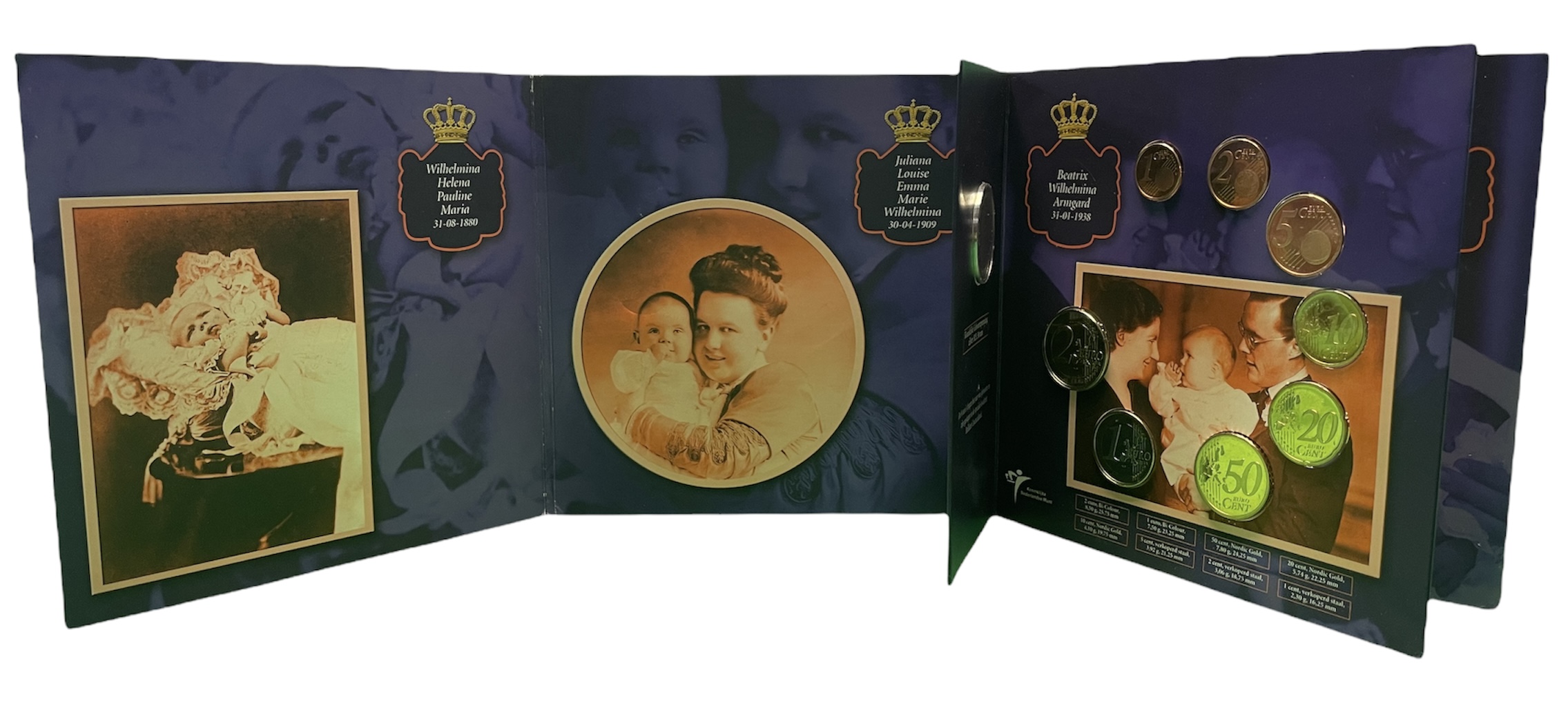 Нидерланды евронабор из 8 монет + медаль 2003 на рождение принцессы Катарины Амалии 7 декабря 2003 UNC 7-4-1-49