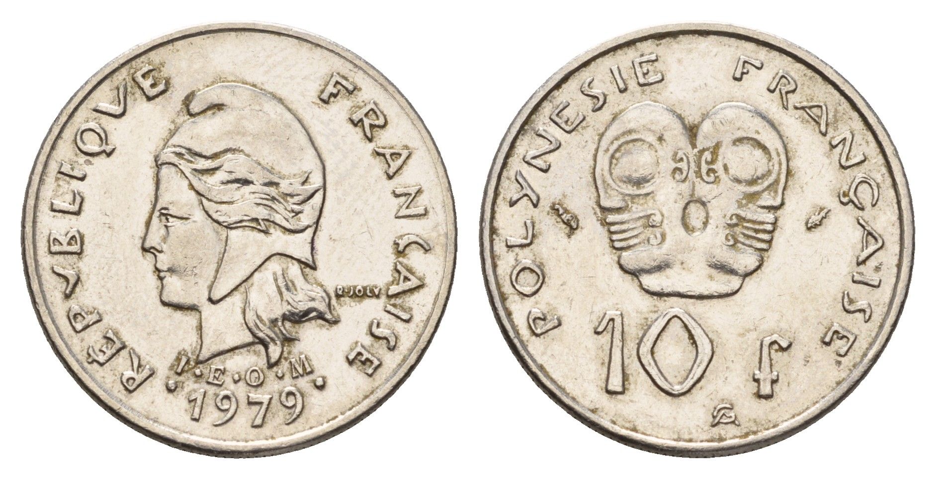 Французская Полинезия 10 франков 1979 KM 8 никель aUNC 177-236