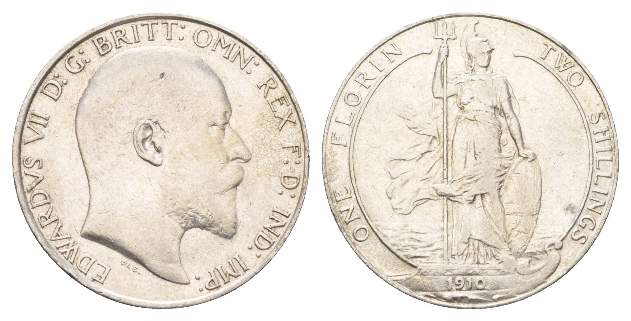Великобритания 2 шиллинга (флорин) 1910 Эдуард VII (1901-1910) KM 801, Spink 3981 серебро 413-3031