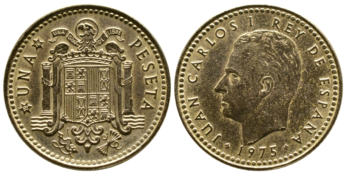 Испания 1 песета 1975 (78) Хуан Карлос I (1975-2014) KM 806 алюминиевая бронза 93-634