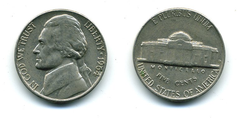 США 5 центов 1964 D, Джефферсон KM А192 медно-никель 46-1741