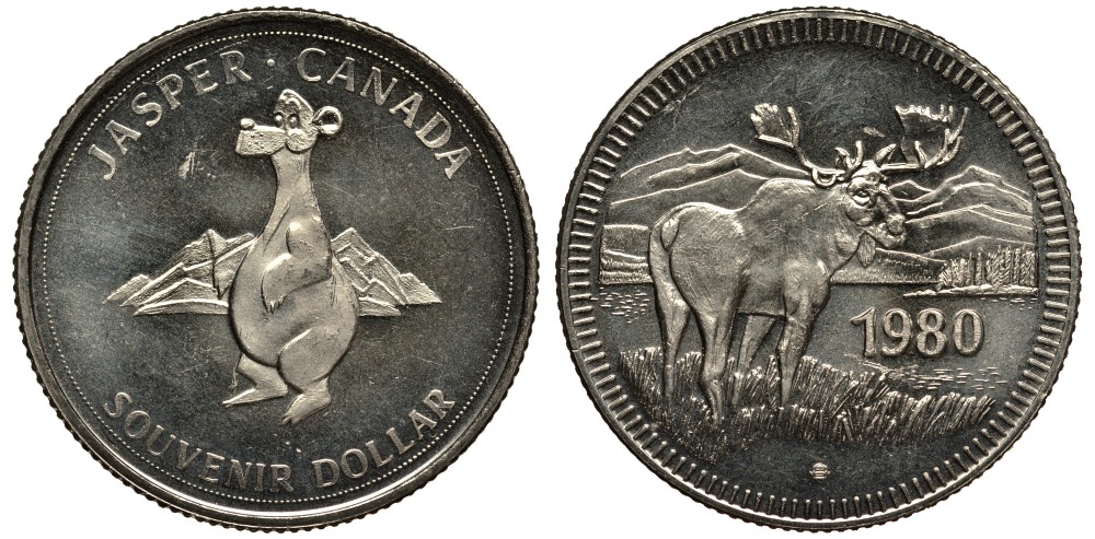 Канада 1 сувенирный доллар 1980 лось, Джаспер белый металл XF 00-00