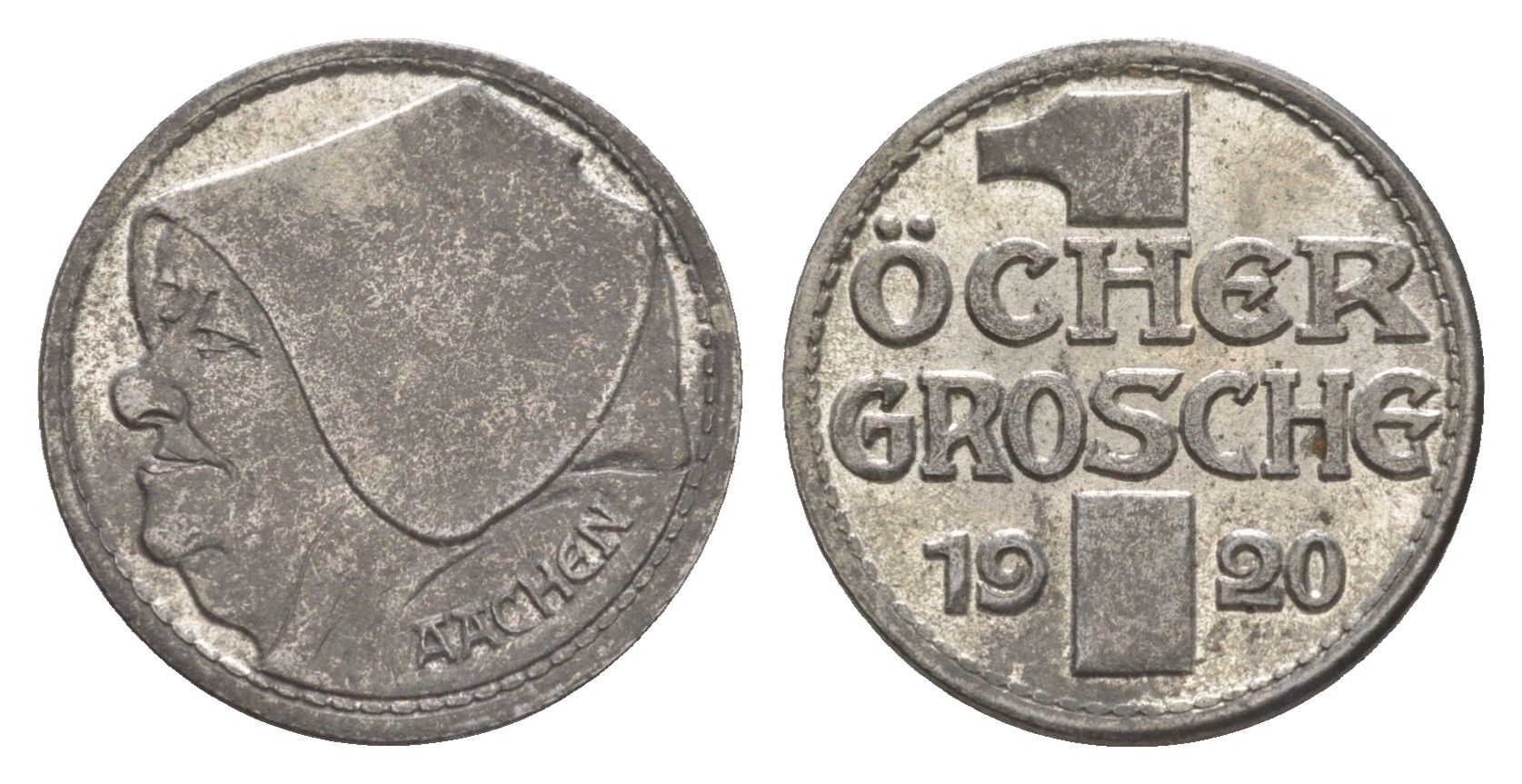 Аахен 10 пфеннигов = 1 грош 1920 Funck 1.5A, Men05 70.15, Men18 99.15 железо 4643-921