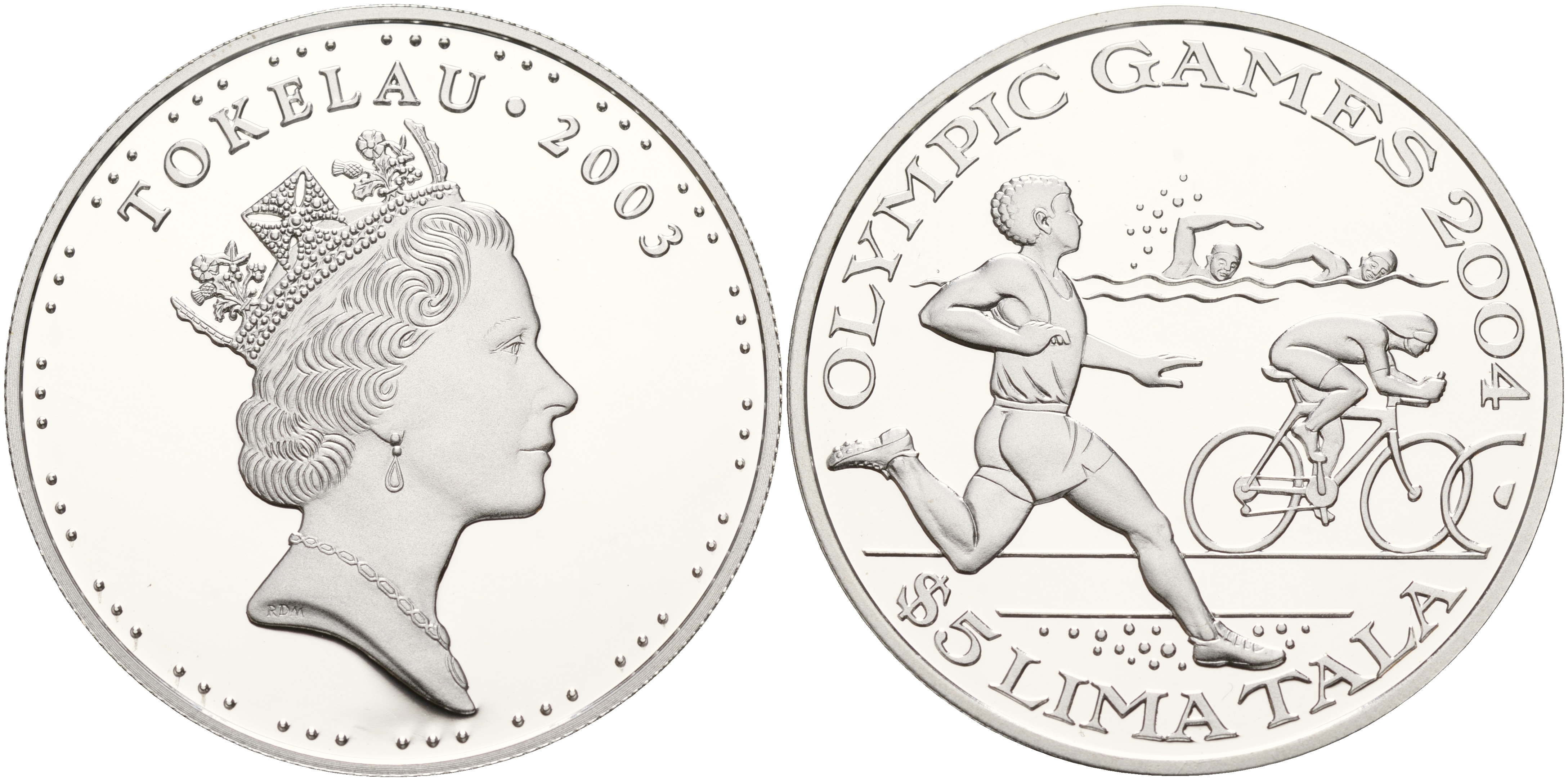 Токелау 5 тала 2003 XXVIII летние Олимпийские игры 2004 года в Афинах KM NEW серебро PROOF 1066-3-12