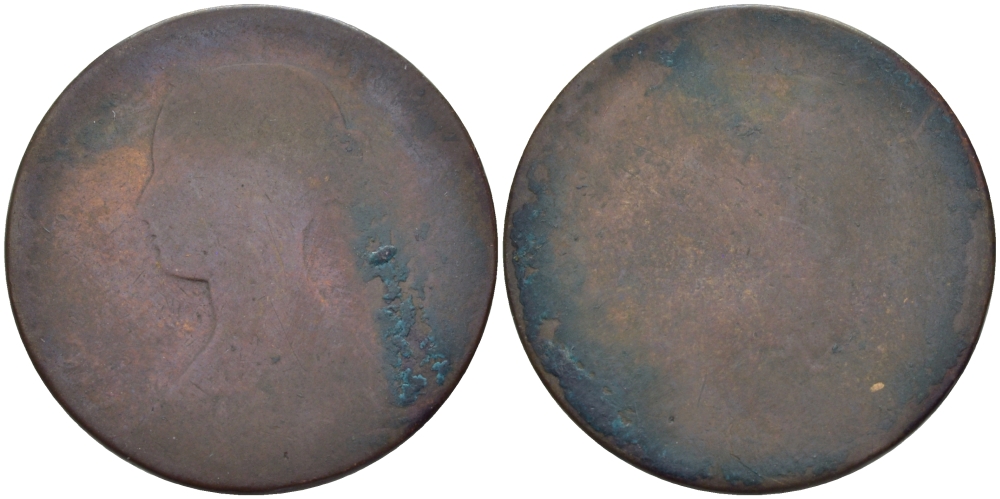 Великобритания 1/2 пенни 186Х Виктория (1837-1901) KM 748.2, Spink 3956 бронза 28-715