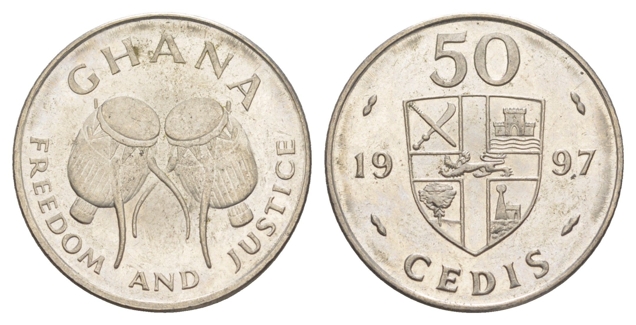 Гана 50 седи 1997 KM 31a сталь плакированная никелем UNC 4642-143