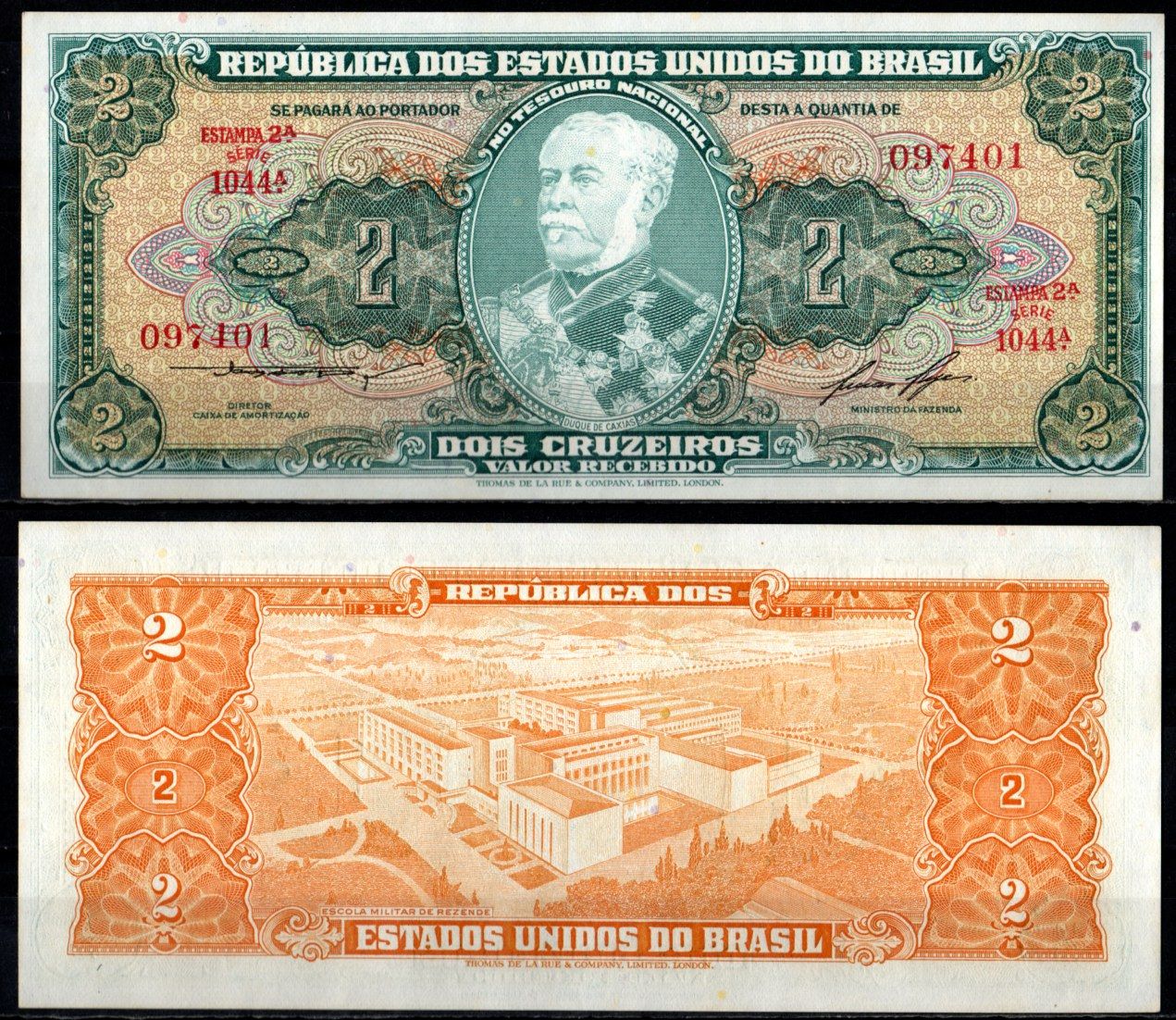 Бразилия 2 крузадо ND (1956-1958) Pick 157 Ac бумага UNC (пресс) 7191-17-2-2