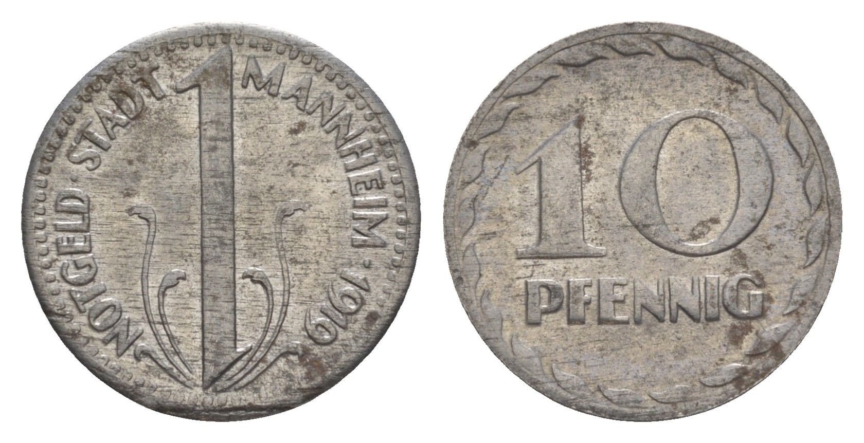 Мангейм 10 пфеннигов 1919 Funck 315.2, Men18 20355.4 железо 4636-819