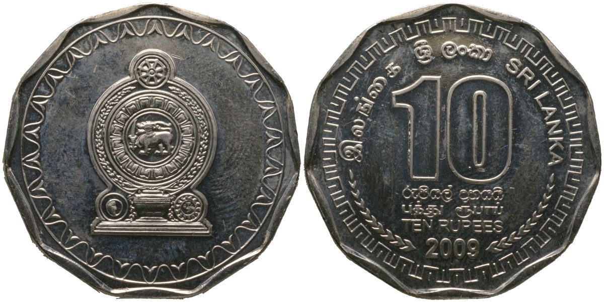 Шри Ланка 10 рупий 2009 KM 181 сталь плакированная никелем UNC 4573-745