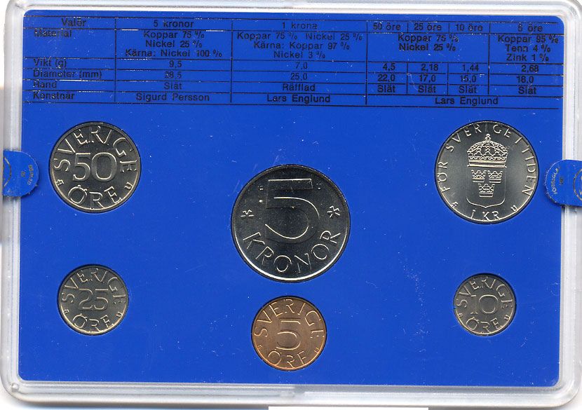 Швеция набор монетного двора из 6 монет 1979 в пластике Карл XVI Густав (1973- ) KM MS11 UNC 4-3-6-93